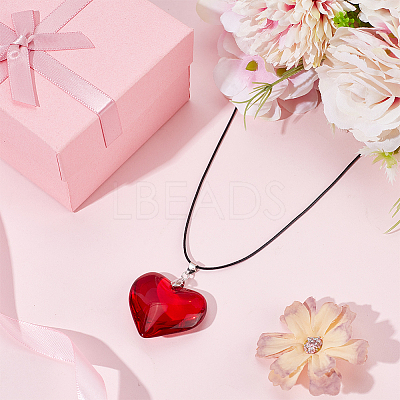 1Pc Glass Heart Pendant Necklaces NJEW-BBC0001-29A-1