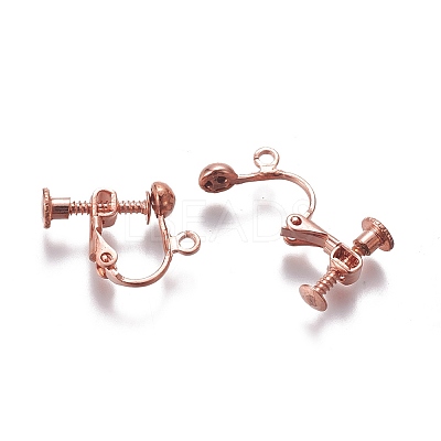 Rack Plated Brass Screw Clip-on Earring Findings KK-P169-04RG-1