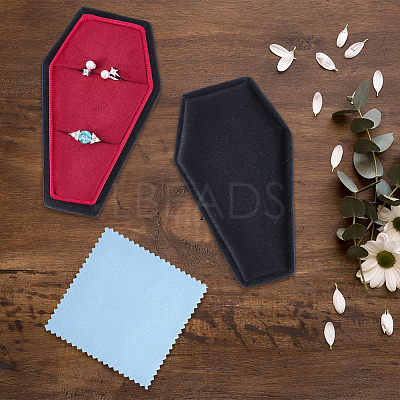 1Pc Coffin Shaped Velvet Ring Organizer Boxes AJEW-BBC0001-08-1