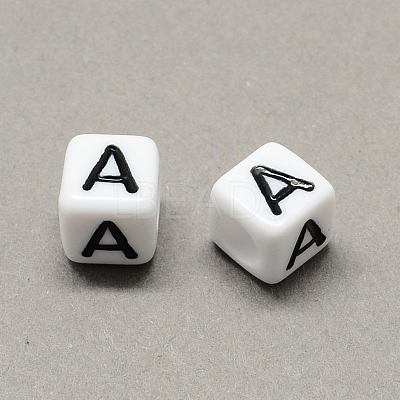 Large Hole Acrylic Letter European Beads SACR-Q103-8mm-01A-1