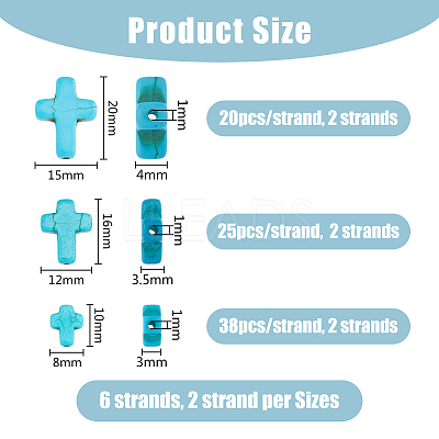 6 Strands 3 Styles Synthetic Turquoise Beads Strands TURQ-DC0001-04C-1
