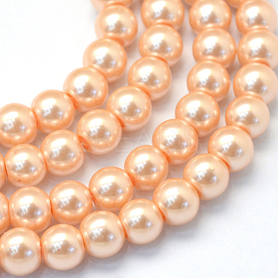 Baking Paint Pearlized Glass Pearl Round Bead Strands X-HY-Q003-4mm-18-1
