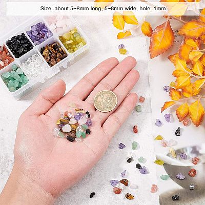 Natural Gemstone and Glass Chip Beads Sets G-NB0001-51-1