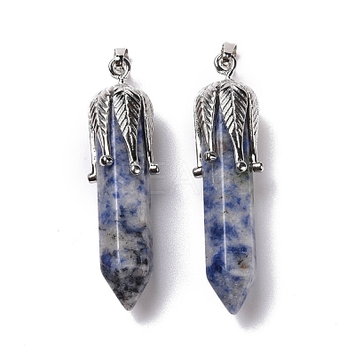 Natural Blue Spot Jasper Big Pointed Pendants G-E059-03AS-01-1