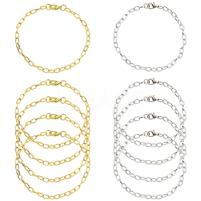 10Pcs Iron Cable Chain Bracelets IFIN-YW0004-03G-1