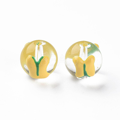 Transparent Glass Enamel Beads GLAA-N049-019-1