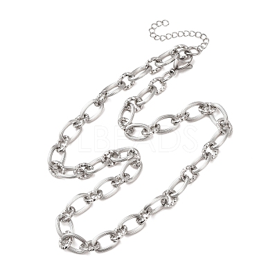 8MM 304 Stainless Textured Oval Link Chain Necklaces SA-CBA725A-26P-1