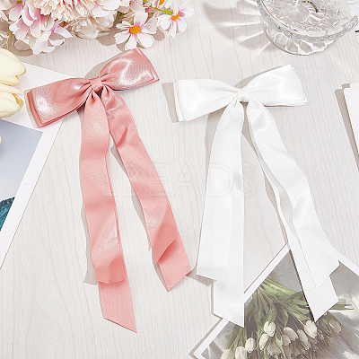 Big Bowknot Polyester Alligator Hair Clips AJEW-CP0008-42B-01-1