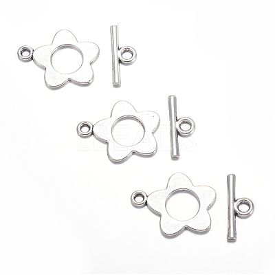 Flower Tibetan Style Alloy Toggle Clasps A0977Y-1