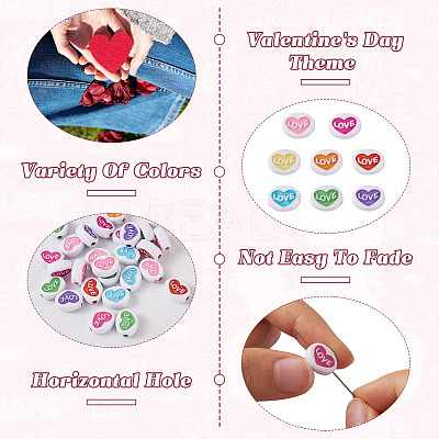 200Pcs Valentine's Day Opaque Acrylic Beads MACR-CW0001-13-1