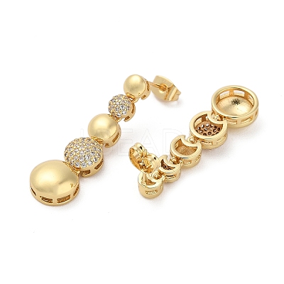 Brass Micro Pave Cubic Zirconia Dangle Stud Earrings EJEW-P252-06D-G-1