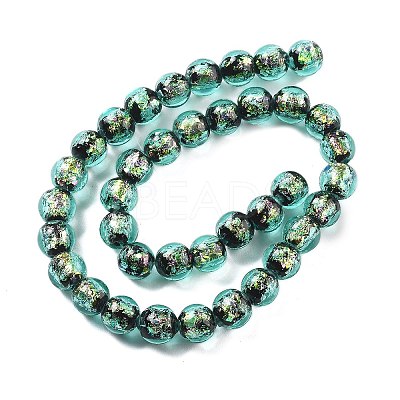 Handmade Foil Lampwork Beads Strands FOIL-K003-06B-22-1