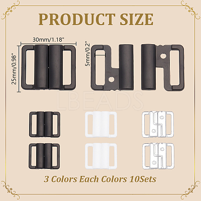 30Pcs 3 Colors Plastic Bikini Clips FIND-AR0006-50-1