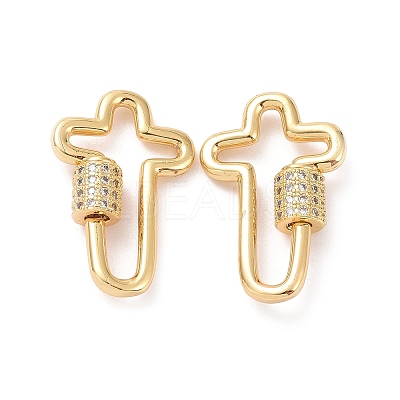 Brass Micro Pave Clear Cubic Zirconia Keychain Clasps ZIRC-TAC0005-02A-G-1