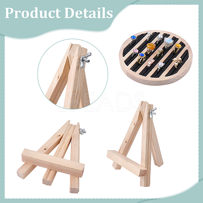 Round Wooden Ring Display Easels RDIS-WH0032-005A-1