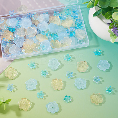 100Pcs 4 Styles Baking Paint Transparent Glass Bead Caps DGLA-TA0001-51-1