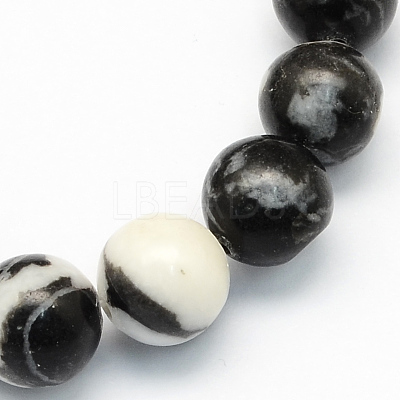 Natural Zebra Jasper Round Beads Strands G-S174-8mm-1