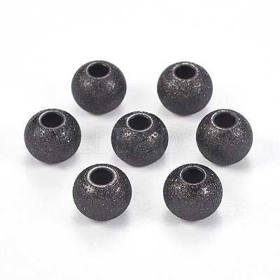 304 Stainless Steel Textured Beads Ion Plating(IP) STAS-I081-8mm-04B-1