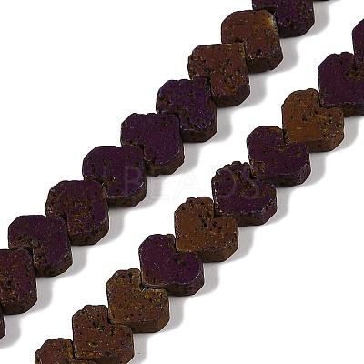 Electroplated Natural Lava Rock Beads Strands G-Q1009-G01-02A-1