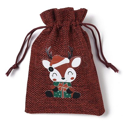 Christmas Theme Jute Cloth Storage Bags ABAG-F010-01A-06-1