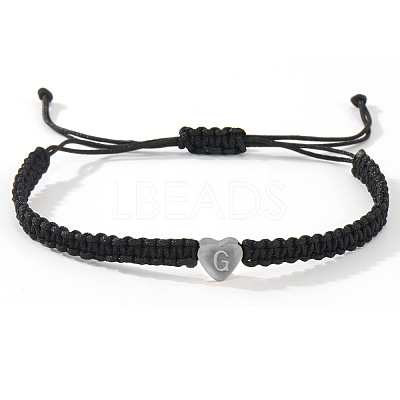 304 Stainless Steel Heart with Letter Bead Braided Bead Bracelets OO6447-35-1
