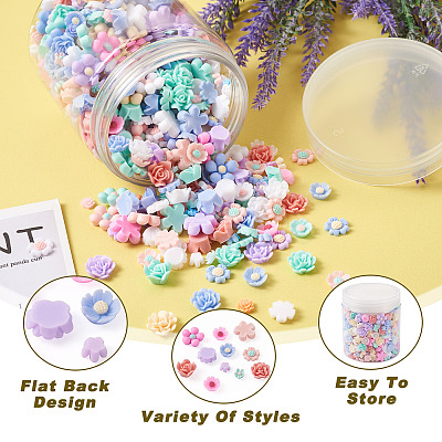700Pcs 7 Styles Opaque Resin Cabochons CRES-CD0001-07-1
