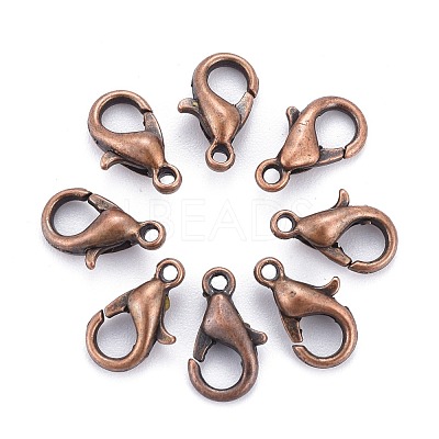 Red Copper Tone Zinc Alloy Lobster Claw Clasps X-E103-NFR-1