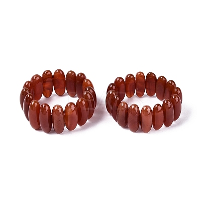 Oval Natural Agate Beaded Stretch Bracelets for Women Men G-Q601-23G-1