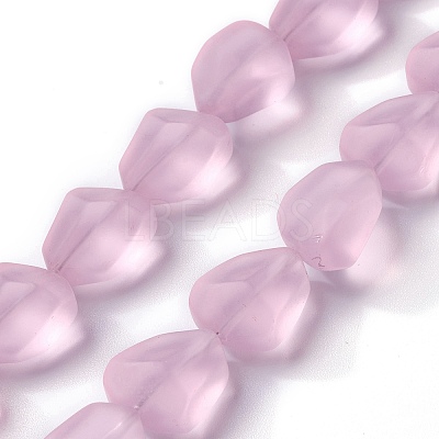 Transparent Frosted Glass Beads Strands X-FGLA-S001-02G-1
