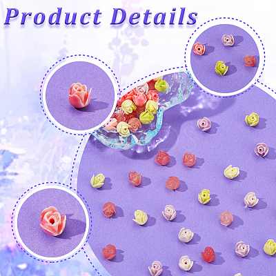 100Pcs 4 Colors Synthetic Coral Beads CORA-PA0001-03-1
