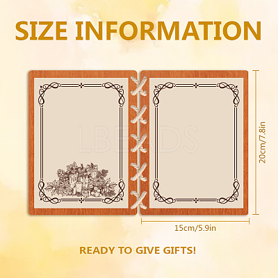 Wooden Commemorative Cards Book WOOD-WH0045-06-1