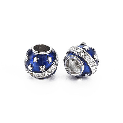 Rack Plating Alloy Enamel European Beads MPDL-N039-136-1