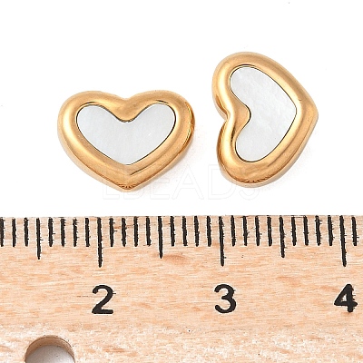 304 Stainless Steel Pave Natural Shell Cabochons Ion Plating(IP) STAS-H230-66G-1