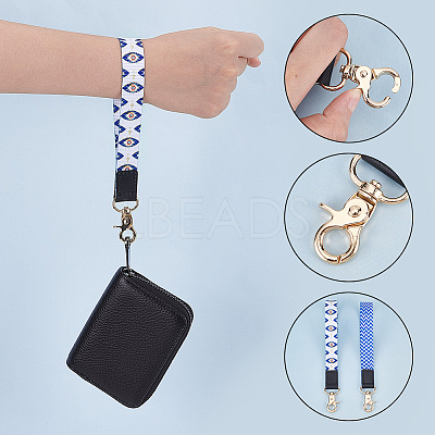 2Pcs 2 Colors Nylon Hand Wrist Lanyard for Phone Decoration Key Chain FIND-GO0001-01B-1