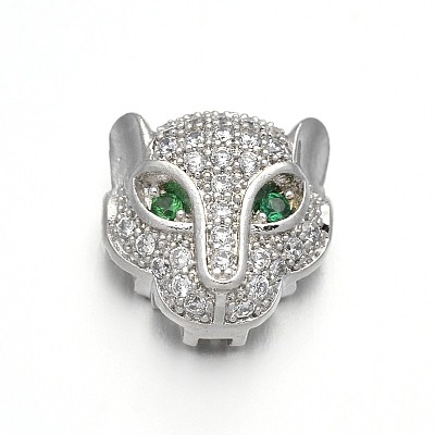 Rack Plating Brass Micro Pave Cubic Zirconia Leopard Hollow Beads ZIRC-I012-18P-RS-1