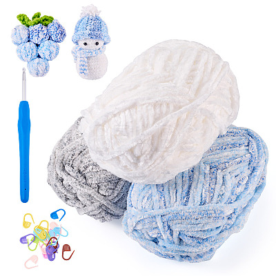 3 Rolls Super Bulky Plush Polyester Chenille Yarn OCOR-MB0001-06C-1
