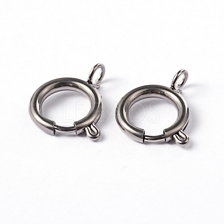 Tarnish Resistant 304 Stainless Steel Smooth Surface Spring Ring Clasps STAS-D149-06-1