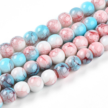 Baking Paint Glass Beads Strands LS-DGLA-N003-8mm-C03-1