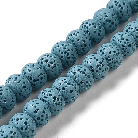 Natural Lava Rock Dyed Beads Strands G-Z036-B01-02-1