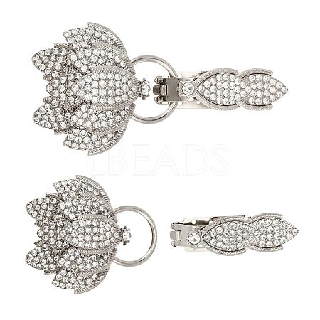 2Pcs Flower Alloy Rhinestone Snap Lock Clasps FIND-FH0018-22B-1