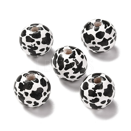 Printed Wood European Beads LS-X-WOOD-F011-06-1