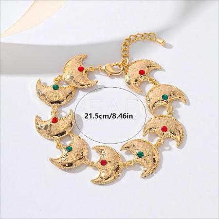 Vintage Bohemian Brass Rhinestone Moon Star Link Bracelets for Women Party Wedding Gift YI1841-2-1