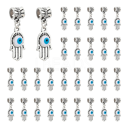 DICOSMETIC 30Pcs Antique Silver Plated Alloy European Dangle Charms FIND-DC0002-93-1