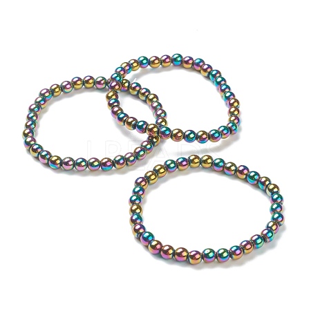 Synthetic Hematite Beaded Stretch Bracelets BJEW-D446-B-09-1