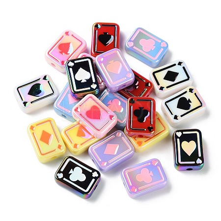 UV Plating Rainbow Iridescent Acrylic Enamel Beads SACR-G034-11-1