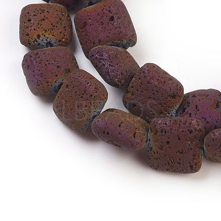 Electroplated Natural Lava Rock Bead Strands G-E497-H02-1