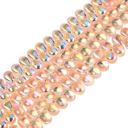 Electroplate Transparent Glass Beads Strands EGLA-N057-01A-05-1