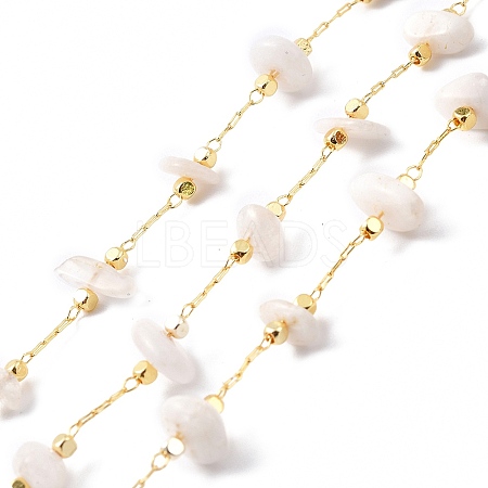 Natural White Moonstone Chips Beaded Chains CHC-SZ0001-62G-1