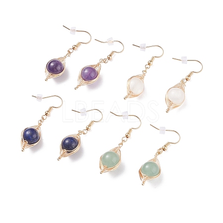 Natural Stone Braided Dangle Earring EJEW-JE04845-1