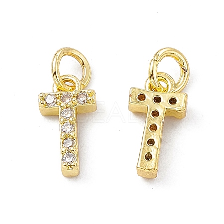 Real 18K Gold Plated Brass Micro Pave Clear Cubic Zirconia Charms KK-E068-VB452-T-1